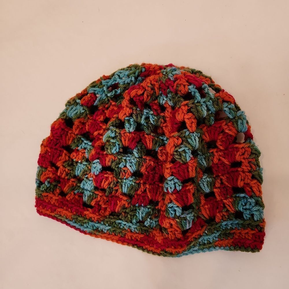 Vibrant Red and Blue Crochet Scarf NWOT
